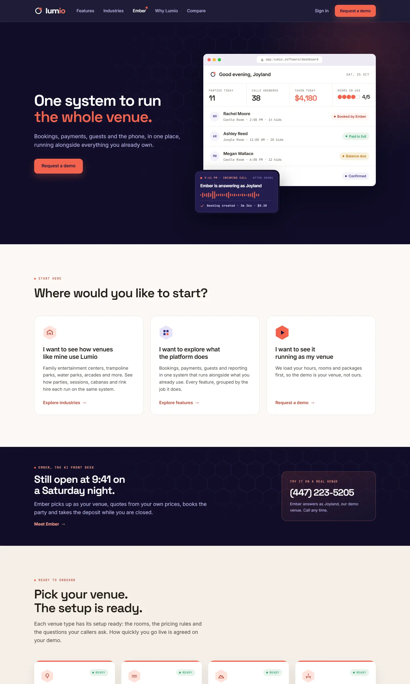 Lumio homepage on desktop